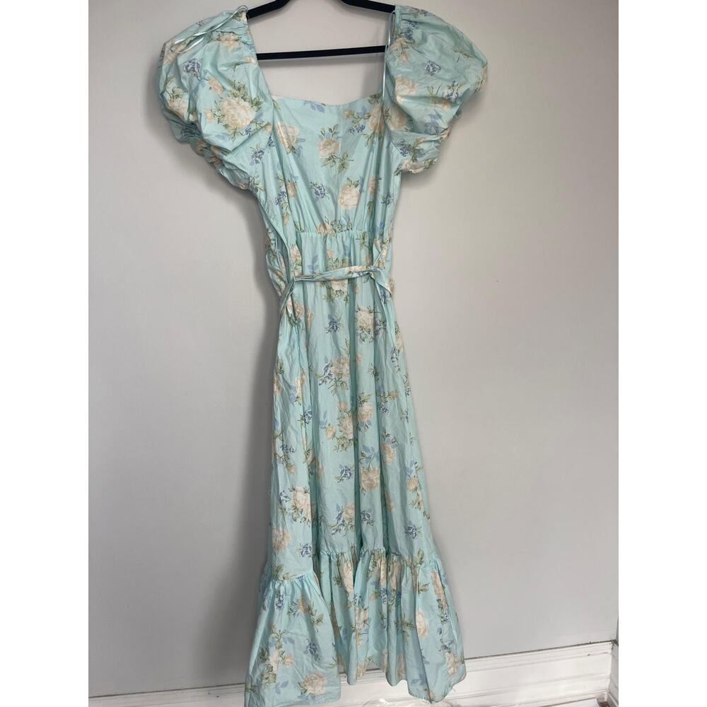 LoveShackFancy x Target Floral Midi Dress Women 10 Puff Sleeve Ruffle Hem‎